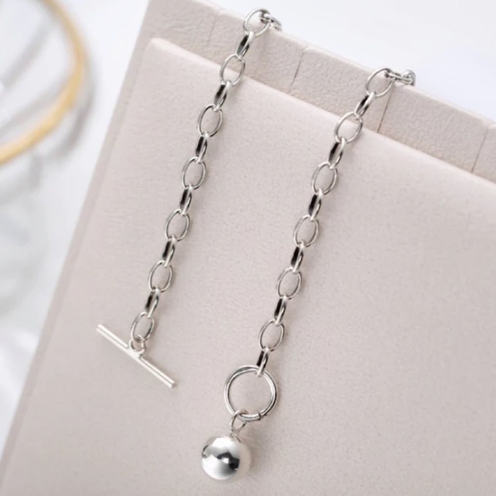 18” NEW 925 STERLING SILVER ROUND BEAD PENDANT NECKLACE - Picture 3 of 6
